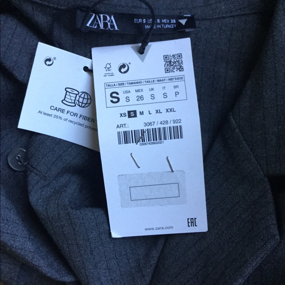 Zara Cropped Pinstripe Button Blazer Shirt Small - Picture 16 of 16